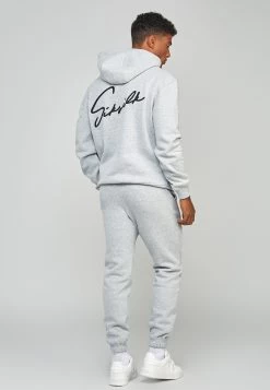 SikSilk Script Embroidery- Hoodie - Grey Marl -Mode Herenkleding Winkel 68ee5bf78a36479cb4371f35acceb5ef