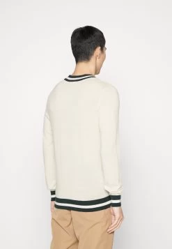 Hackett London Contrast Trim V Neck - Vest - Ecru/Green -Mode Herenkleding Winkel b34077b6bb7e4dc3a98b9e441be1aa8a