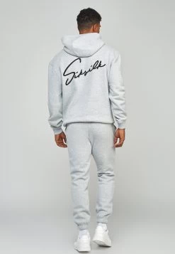 SikSilk Script Embroidery- Hoodie - Grey Marl -Mode Herenkleding Winkel ebd96880e9484b3fac5d9e60964daaff